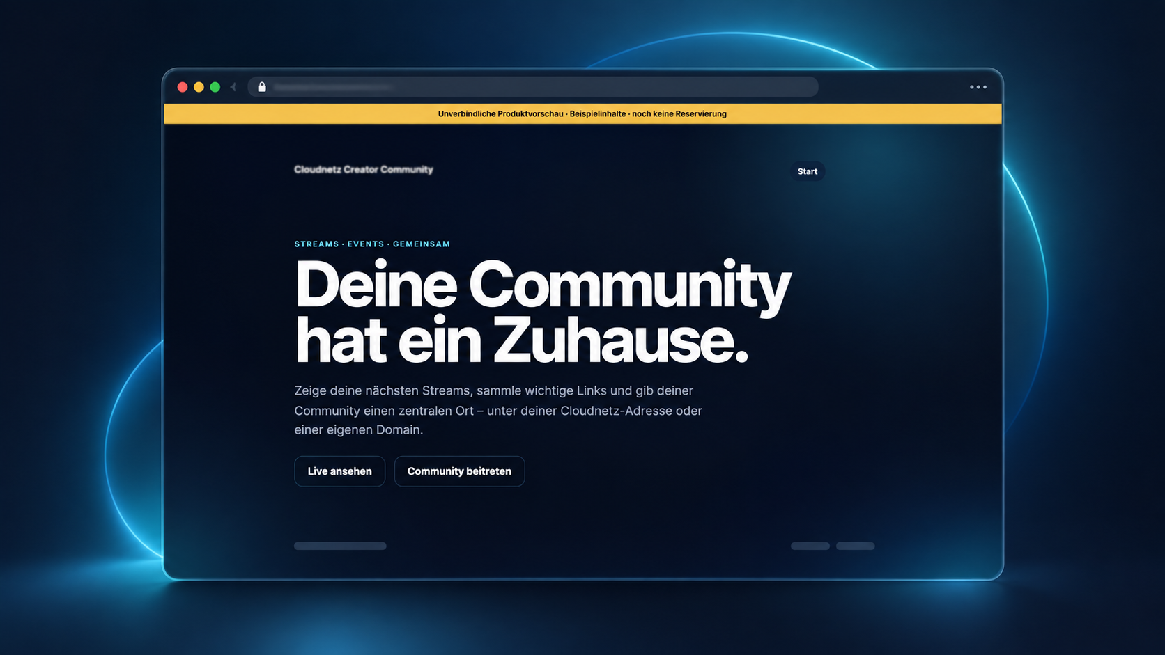 Unverbindliche Vorschau einer Cloudnetz-Community-Seite